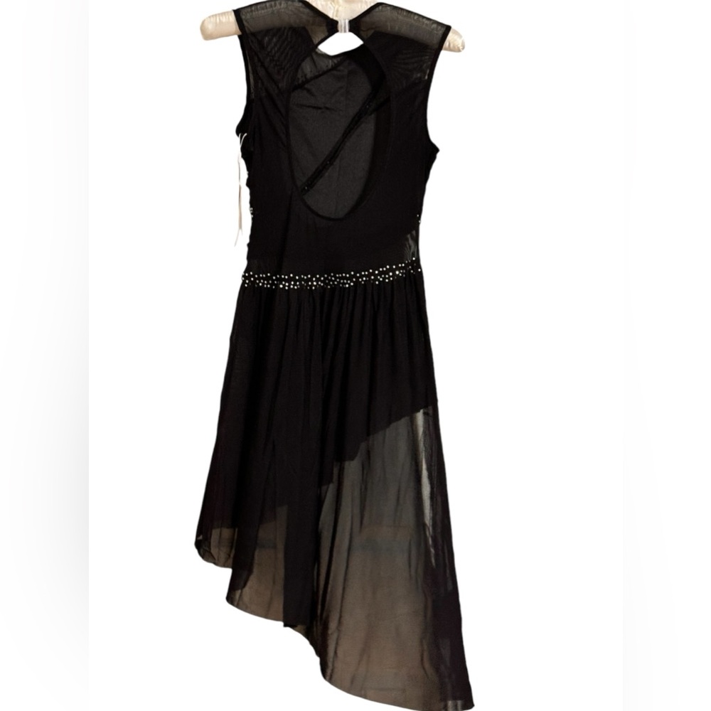 iEFiEL Dancewear S Black Leotard Pull-on with gemstones cascading skirt